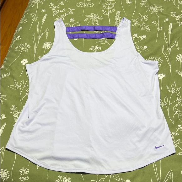Nike Women's White Tank Top with Purple Accents - Picture 1 of 5